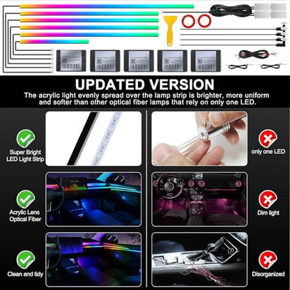 Dreamcolor Acrylic Interior Car LED Strip Light with Wireless APP