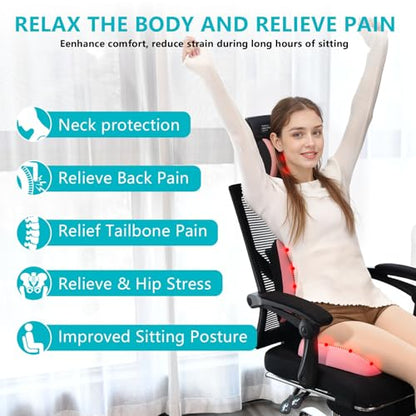 Car Seat Cushion and Back Support for Office Chair Memory Foam Chair Cushions Pressure Relief Seat Pads with Gel Massage Point Lumbar Support