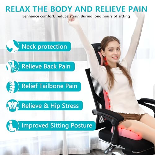 3 PCS Seat Cushion for Carseat Lumbar Support Pillow Car Neck Headrest Pillows Memory Foam Gel Memory Foam Massage Point Seat Pads Pressure Relief Back Cushion for Office Chair (3 Count)