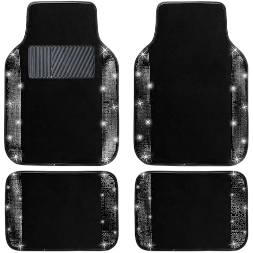 Black Bling Car Floor Mats Full Set
