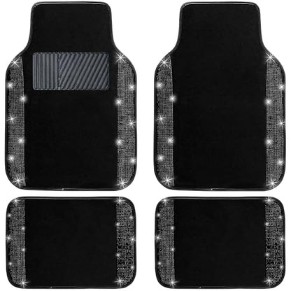 Black Bling Car Floor Mats Full Set