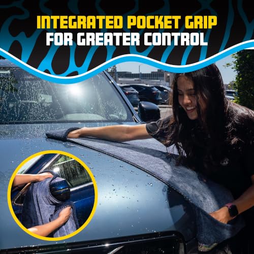 Twisted Loop Microfiber Car Drying Towel with Hand Pockets