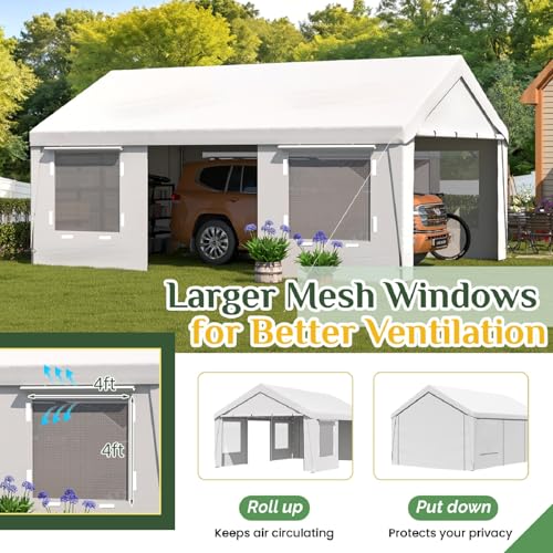 Carport 13x20 Ft Heavy Duty Carport with Roll