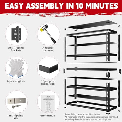 Heavy Duty Garage Shelving 3000lbs Capacity (5 Count)