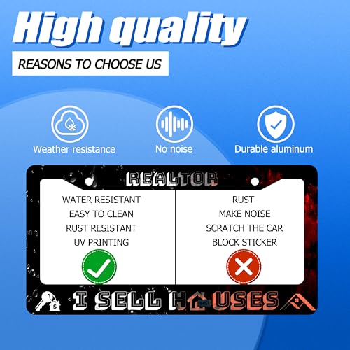 Realtor I Sell Houses License Plate Frame Stainless Steel Car Accessory