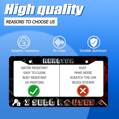Realtor I Sell Houses License Plate Frame Stainless Steel Car Accessory