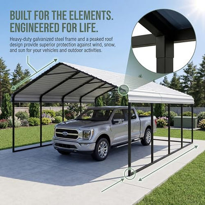 Heavy Duty 12x20 FT Metal Carport for 2 Cars