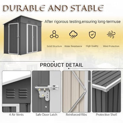 4x8 FT Outdoor Storage Shed with Floor Frame
