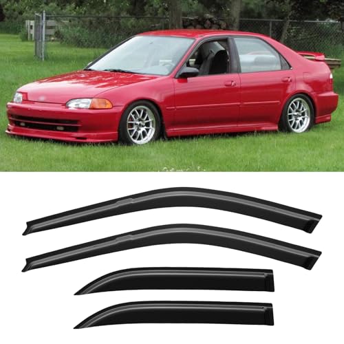 Window Visors Rain Guards for 1992 1993 1994 1995 Honda Civic Sedan (4 Count)