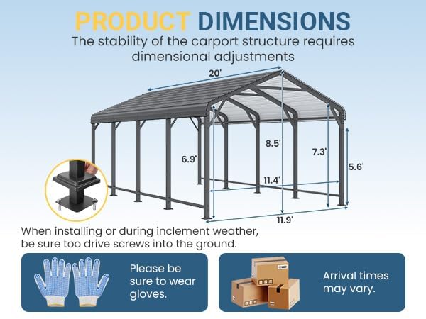 12x20FT Heavy Duty Metal Carport