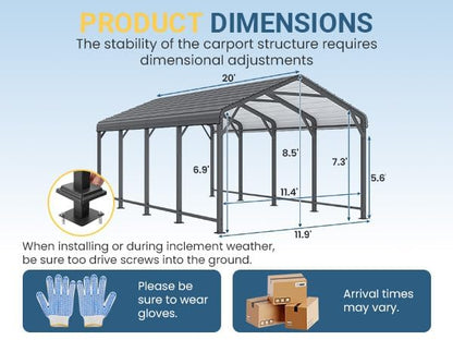 12x20FT Heavy Duty Metal Carport