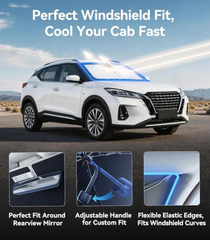 Vinyl Coating Heat Shield] Windshield Sun Shade Umbrella Custom for Nissan Kicks