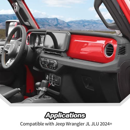 2pcs for 2024+ Jeep Wrangler JL Red Interior Accessories Center Console Dash Panel Cover Trim