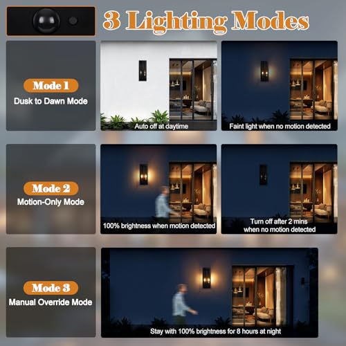 16 Inch Motion Sensor Dusk to Dawn Outdoor Porch Lights 2 Pack (2 Count)