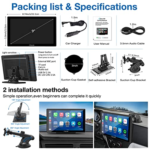 W901 Pro Portable Carplay & Android Auto with Dula Bluetooth