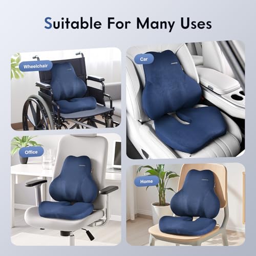Memory Foam Car Seat Cushion and Lumbar Support Pillow for Car