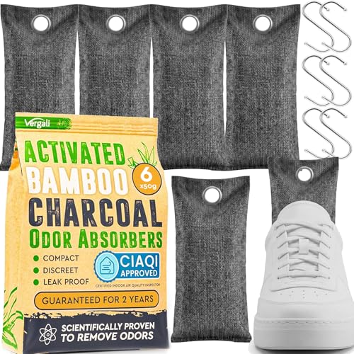 Activated Charcoal Shoe Odor Elimination Bags. Remove Strong Odors in Car (10.6 Ounce)