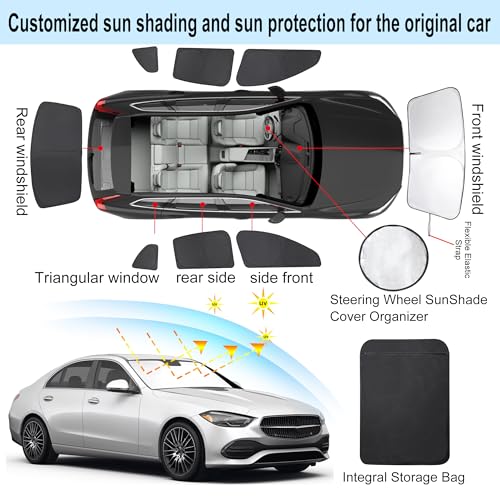 Window Shades for Mercedes Benz C Class W205 C250 C300 C400 2015 (8 Count)