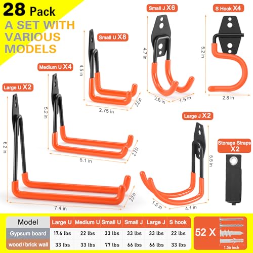 28 Pack Heavy Duty Garage Hooks