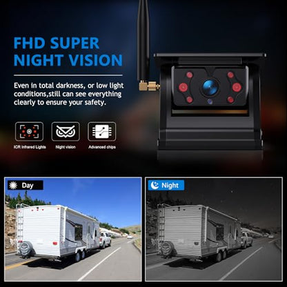 2 Magnetic Solar Wireless Backup Cameras 7" Touchscreen IPS Monitor (2 Count)