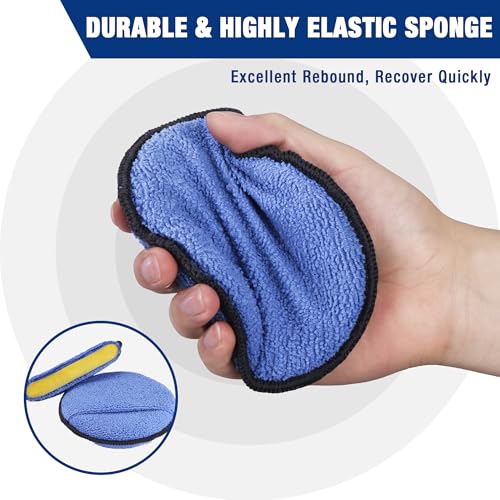 18 Pack Car Microfiber Wax Applicator Pads with Finger Pocket (18 Count)