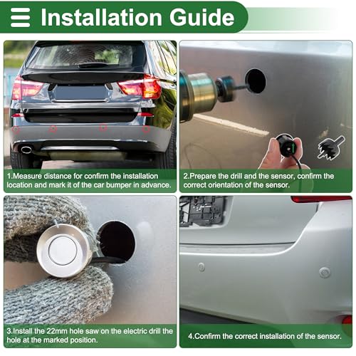 Universal Car Reverse Backup Radar System Parking Sensors Black