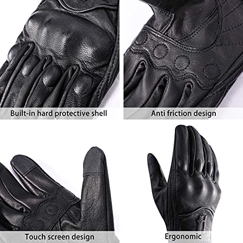 Mens Full Finger Touchscreen Motorcycle Gloves GM028 Black XL