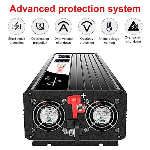 3000W Pure Sine Wave Inverter 12V DC to 120V AC Converter for Home
