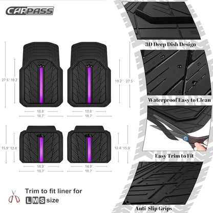 Metal Medium Rubber Floor Mats for Car Heavy Duty Car Mats All Weather (4 Count)