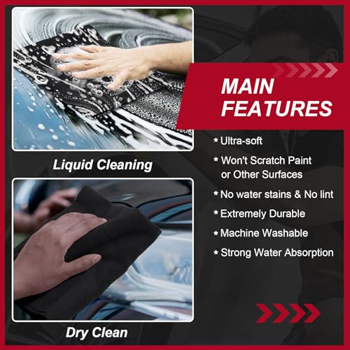 200 Pcs Microfiber Cleaning Cloth 16x16 Inch Microfiber Towels for Car Ultra Absorbent Cleaning Rags Reusable Lint Free Streak Free Detailing Towel for Car Washing Drying Dusting (200 Count)