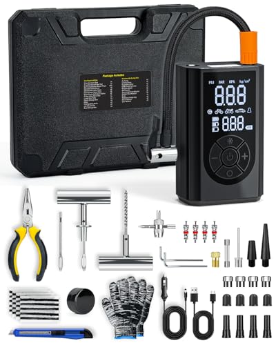 Tire Repair Kit with Portable Air Compressor