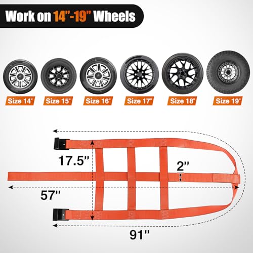 2Pcs Tow Dolly Basket Straps with Flat Hook for 14” (2 Count)