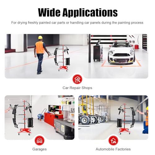 Panel Tree Stand for Painting Rotatable FreeStanding Panel Paint Holder with Wheels Adjustable Center Post for Hang Automotive Doors Fenders Bumpers
