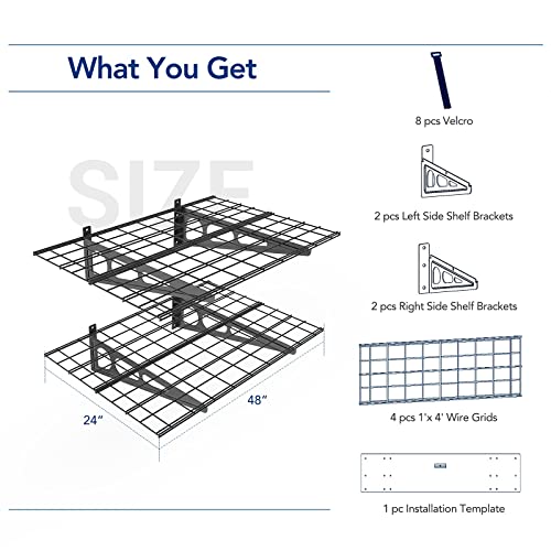 2 Pack 2x4ft Garage Shelving Wall Mounted Storage Rack (2 Count)