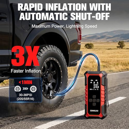 A6 Gear 160 PSI & 7500mAh Tire Inflator Portable Air Compressor