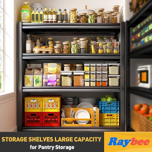 40" W Garage Shelving Heavy Duty Storage Shelves 56.9" H Metal Shelving Heavy Duty Load 1600LBS Adjustable Metal Shelves for Storage for Pantry Kitchen 40" W x 19.1" D x 56.9" H 3 Pack (3 Count)