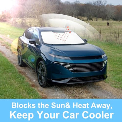 Sun Shade for Nissan Murano 2025 2026 Accessories Windshield Sun Shade Window Shade UV Rays Protection Sun Visor Cover with Steering Wheel Sunshade Storage Bag