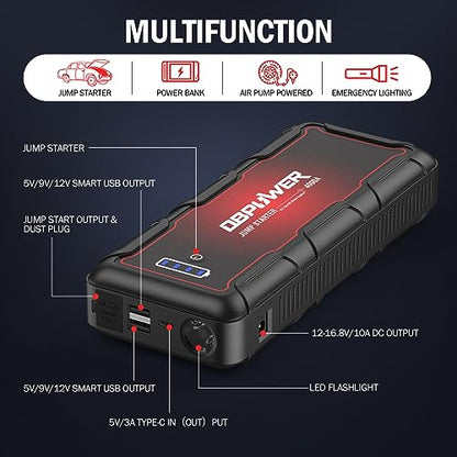 Jump Starter 4000A Peak 88.8Wh Portable Car Jump Starter