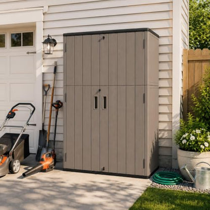 47 Cu.Ft Vertical Outdoor Storage Shed with Reinforced Floor