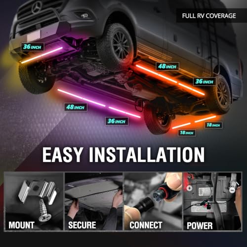 Aura DreamColor Underglow Chasing Lights for RV with APP & Remote (6 Count)