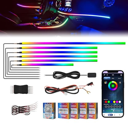 2026 Upgraded Dreamcolor Acrylic Interior Car LED Strip Light with Wireless Self