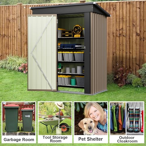 Metal Outdoor Storage Shed 5 x 3 FT Metal Shed with Lockable Door