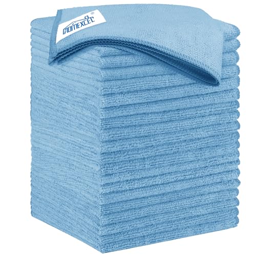 Blue Microfiber Cleaning Cloth 20 Pack 11.5 x 11.5 inch Microfiber Towels for Cars Ultra Absorbent Car Washing Cloth Lint Free Streak Free Cleaning Rags for Car (20 Count)