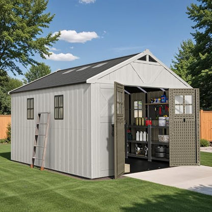 10x12 FT Resin Outdoor Storage Shed with Floor