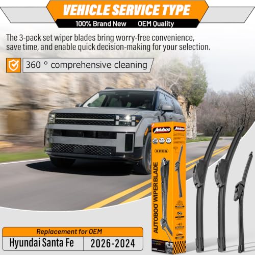 Windshield Wiper Blade Replacement for Hyundai Santa Fe 2024