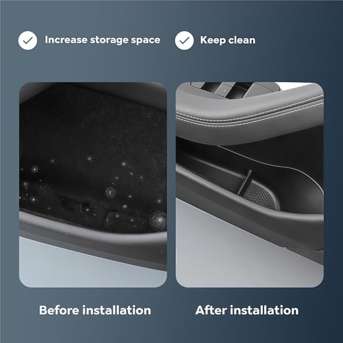GGCLIMAX Car Organizer 4pcs Car Door Side Storage Box Compatible with Tesla Model 3 Highland 2024 TPE Front Rear Door Organizer Tray Interior Accessories(4 Pcs BLACK)