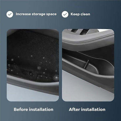 GGCLIMAX Car Organizer 4pcs Car Door Side Storage Box Compatible with Tesla Model 3 Highland 2024 TPE Front Rear Door Organizer Tray Interior Accessories(4 Pcs WHITE)