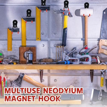 26 Pcs Large Magnetic Hooks Heavy Duty Garage Magnet Hooks Strong Storage Utility Magnetic Hangers with Anti Slip Rubber Coating for Indoor and Outdoor Hanging (26 Count)