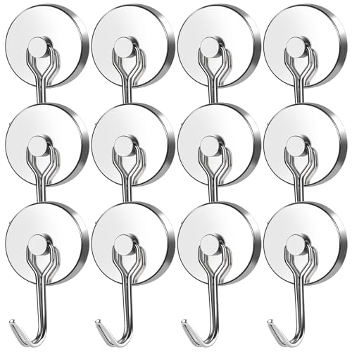 Magnetic Hooks Heavy Duty 120LB+ Swivel Swing Strong Magnet Hook (12 Count)