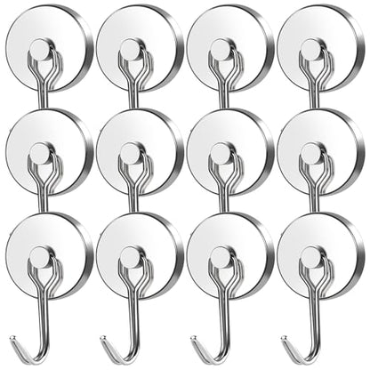 Magnetic Hooks Heavy Duty 120LB+ Swivel Swing Strong Magnet Hook (12 Count)